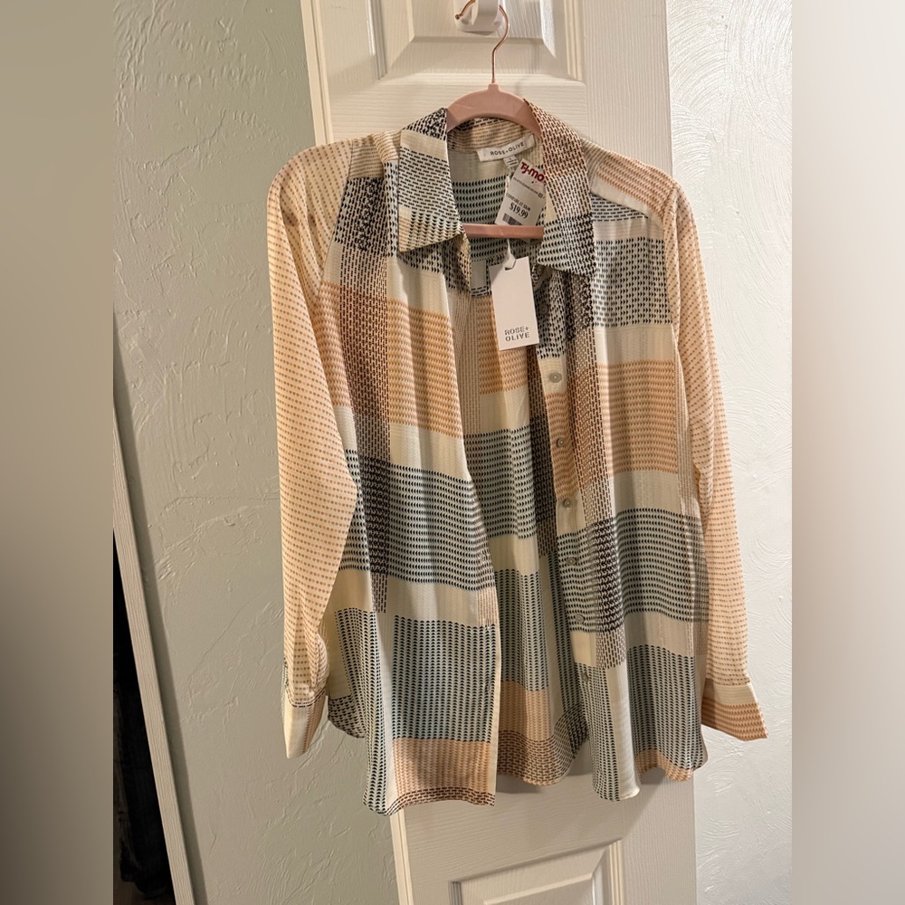 Multi color silk blouse size Large